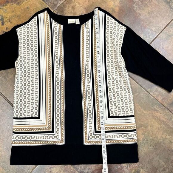 Zenergy By Chico’s Nautical Gold Chain Tunic Top 2 Large 12 - Picture 5 of 9